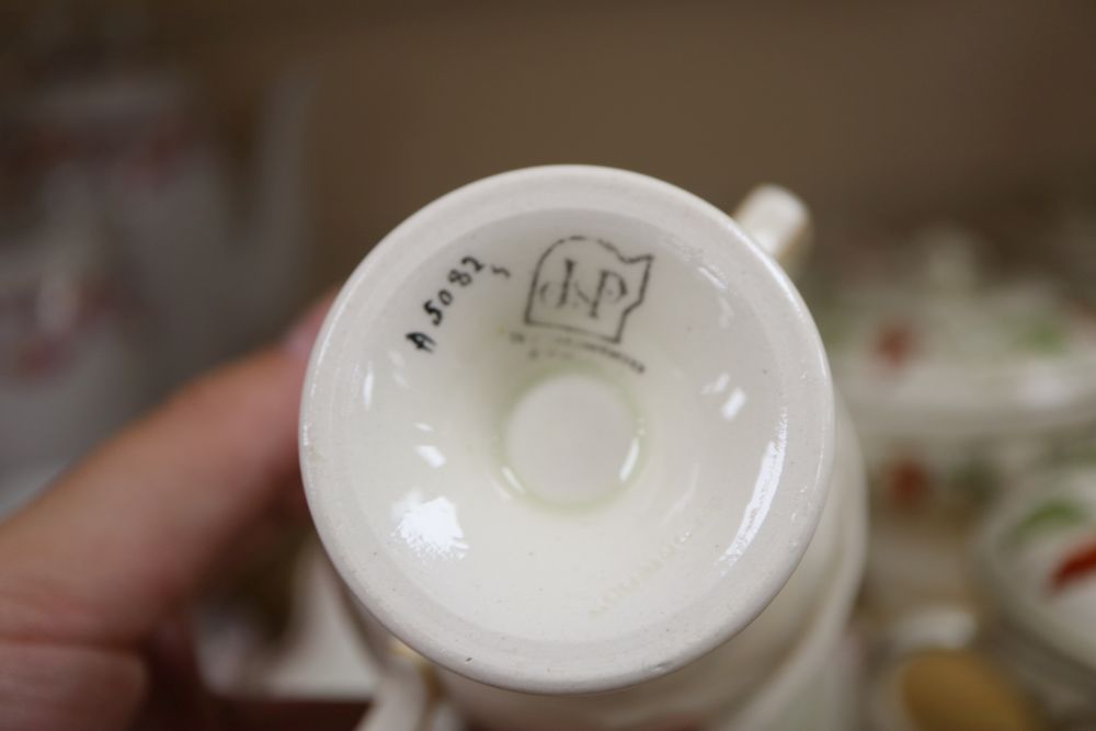 A quantity of mixed tea wares including creamware plates, Wedgwood, etc.